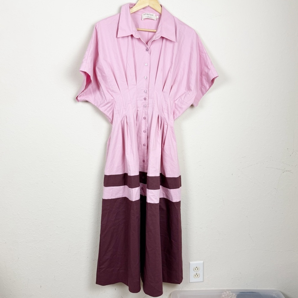 Anthropologie Pink and Burgundy Tobie Dress - Picture 2 of 10